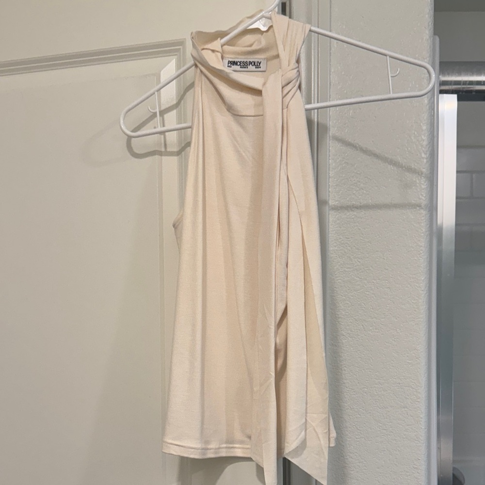 Princess Polly Ivory Sleeveless Choker Tie Top